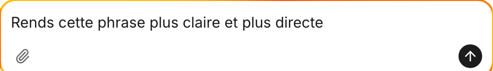 Zone de saisie de Lutin pour ordinateur avec une demande de reformulation de phrase