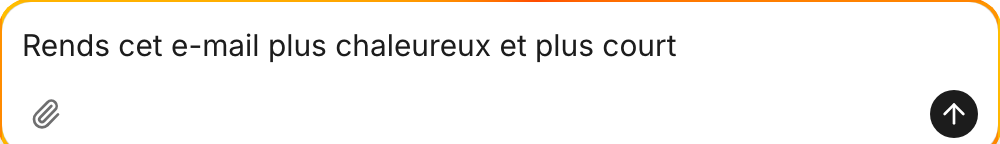Interface de rédaction de Lutin sur ordinateur avec une demande de reformulation d’e-mail